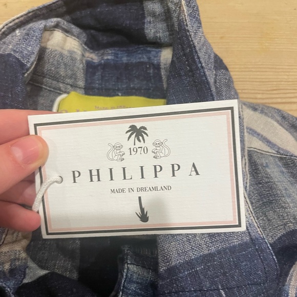 Philippa 1970 Ikat tie neck blouse linen EU 40 - Picture 3 of 6